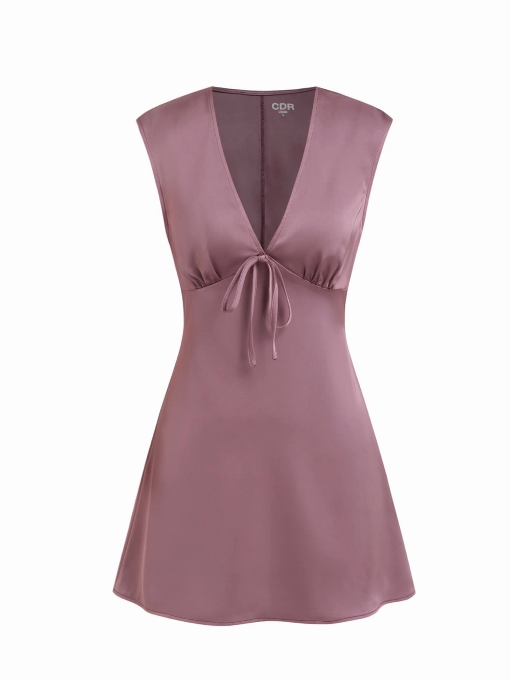 Satin V neck ruched knotted tie back  mini dress